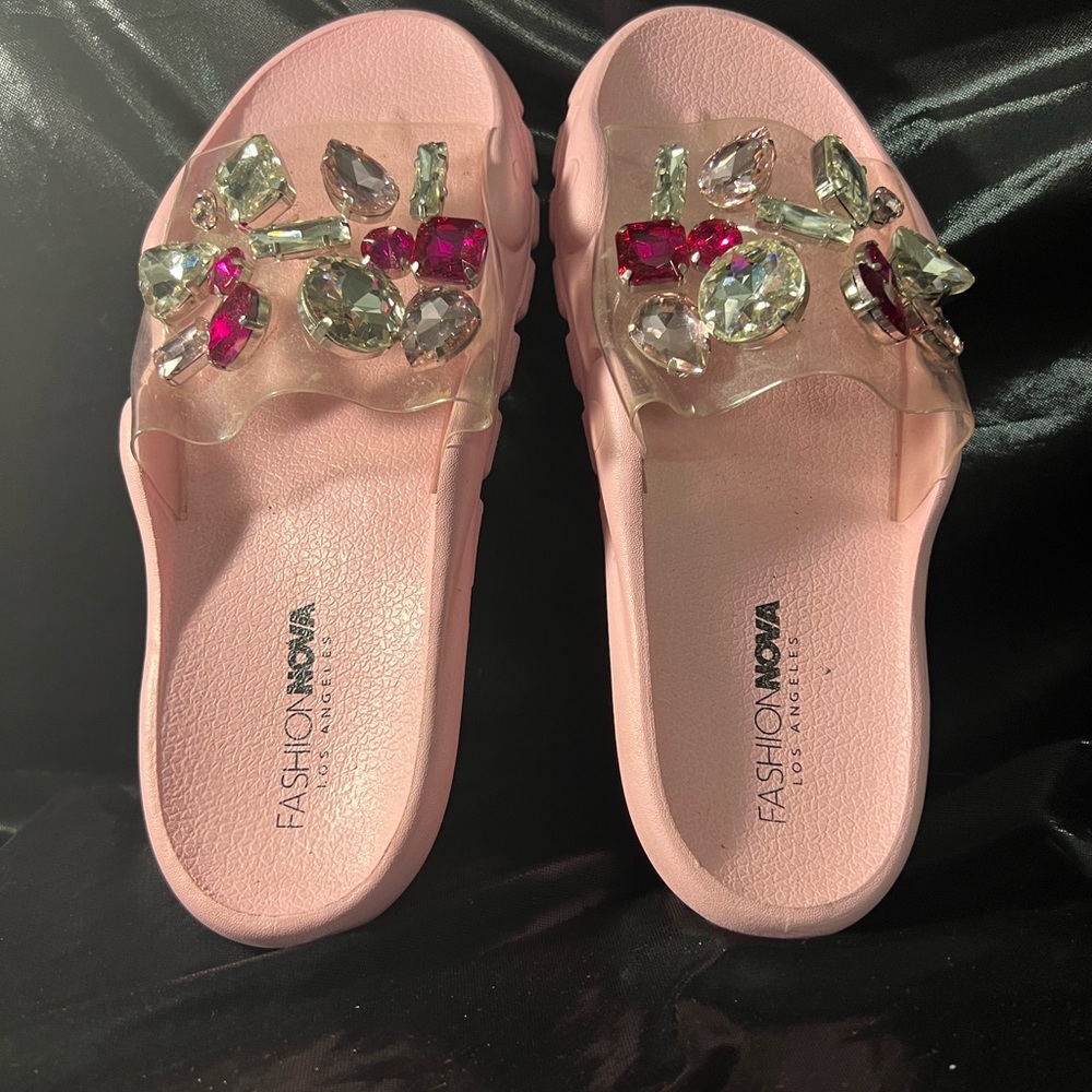 Rhinestone Slides in pink